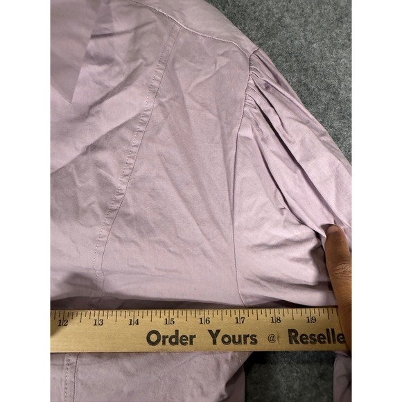 Zara Womens Lavender Purple Cropped Button Down Puff Sleeve Shirt Large 7563/268 - Picture 6 of 9